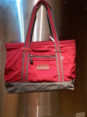 Red & Gray Canvas Tote Bag